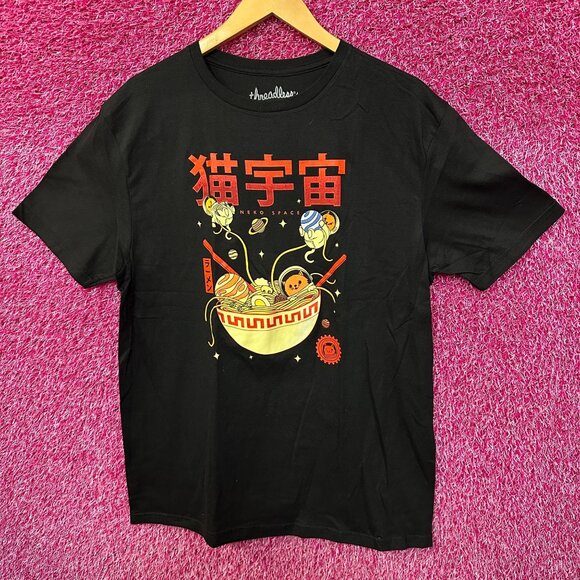 Neko Space Ramen Cats Threadless Pop Art Kawaii Anime Tee L - Picture 1 of 4